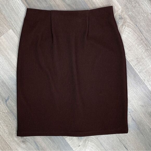 Reflections by Spiegel Vintage Ribbed Pull On Pencil Skirt Brown 4 - Picture 10 of 11